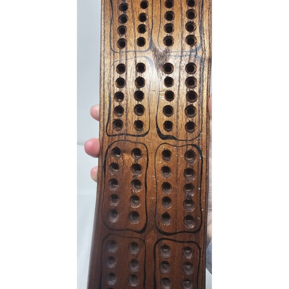 Vintage Hand Crafted Solid Wood Cribbage Board  21"X5" Signed 2002 - Picture 6 of 11